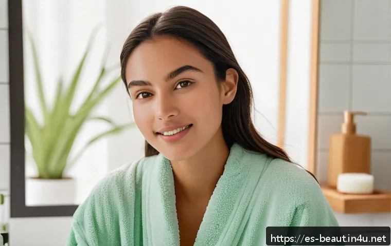 왁스 스트립과 왁스 파우더 차이 - A serene beauty scene featuring a young Hispanic woman with sensitive skin gently preparing her face...