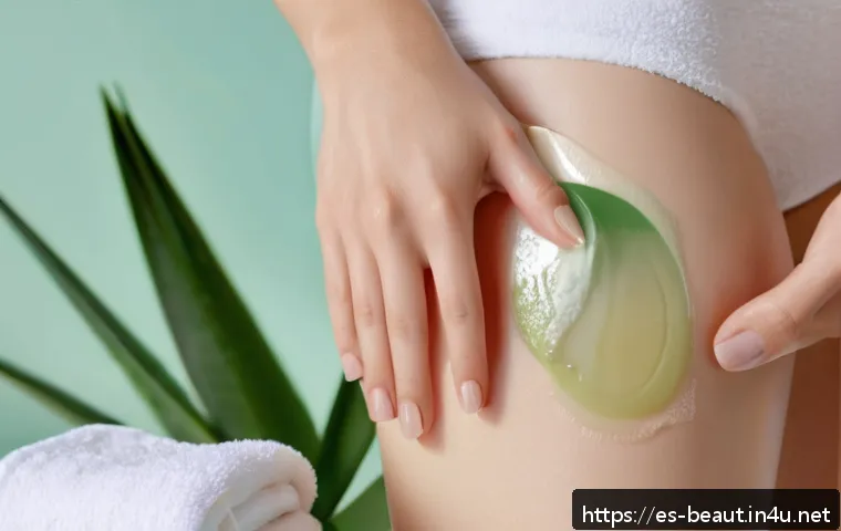 왁싱과 레이저 제모 차이 - A detailed close-up scene showing a woman’s underarm area immediately after waxing, with visible mil...